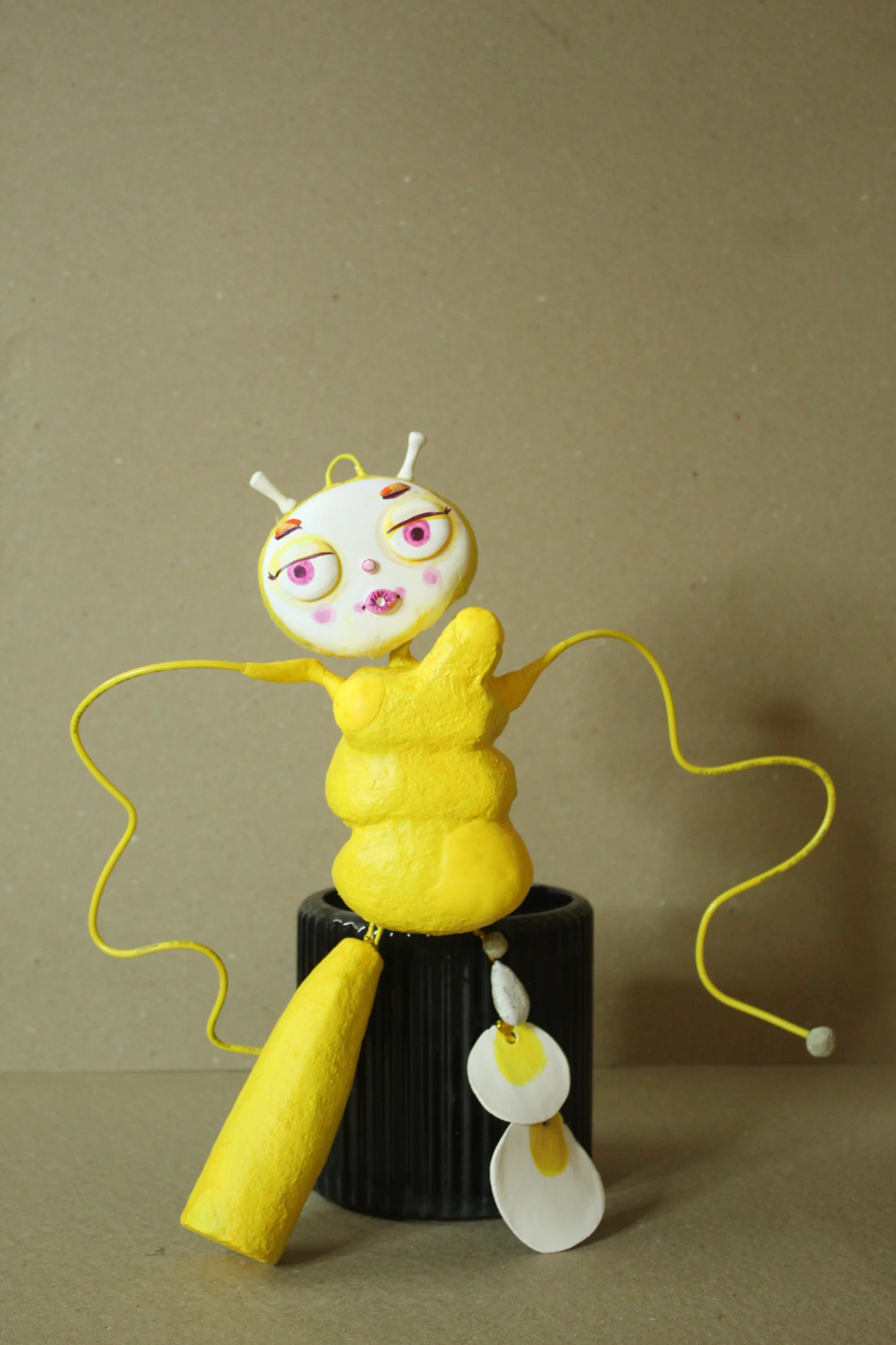 Blue dancer — paper mache character sculpture