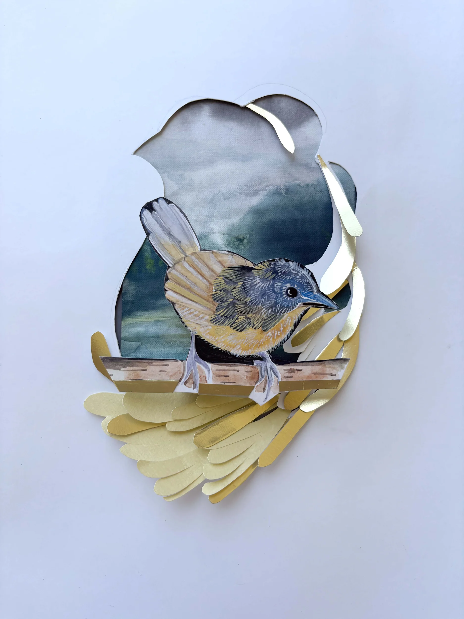 Tawny-breasted Wren Babbler — paper art